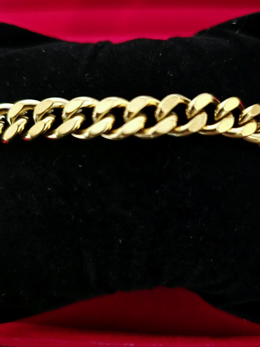 Chunky 18K Gold -plated Cuban Link Chain Bracelet Shiny Thick Curb Link Adj. B05